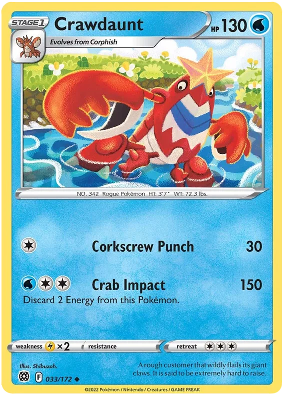 Crawdaunt Brilliant Stars Pokemon Card Singles 033/172