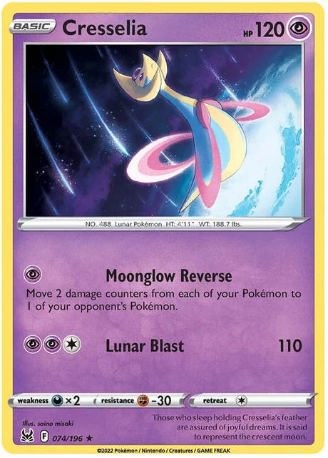 Cresselia Lost Origin Pokemon Single Card 074/196