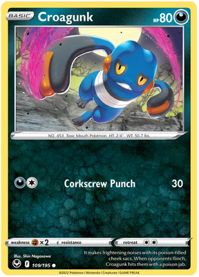 Croagunk Silver Tempest Pokemon Single 109/195