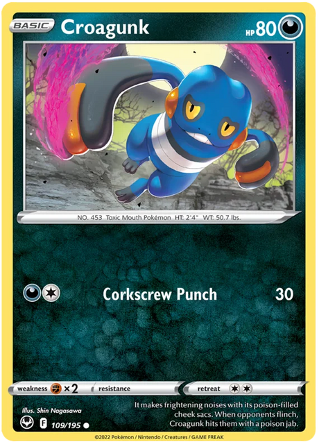 Croagunk Silver Tempest Pokemon Single 109/195