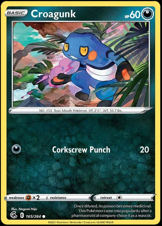 Croagunk Fusion Strike Pokemon Card Singles 165/264