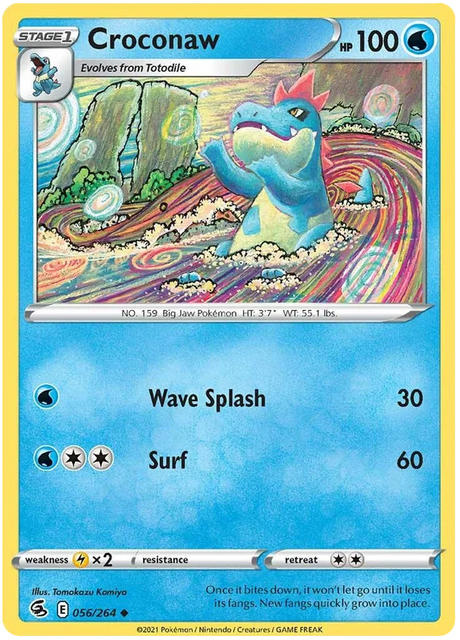 Croconaw Fusion Strike Pokemon Card Singles 056/264