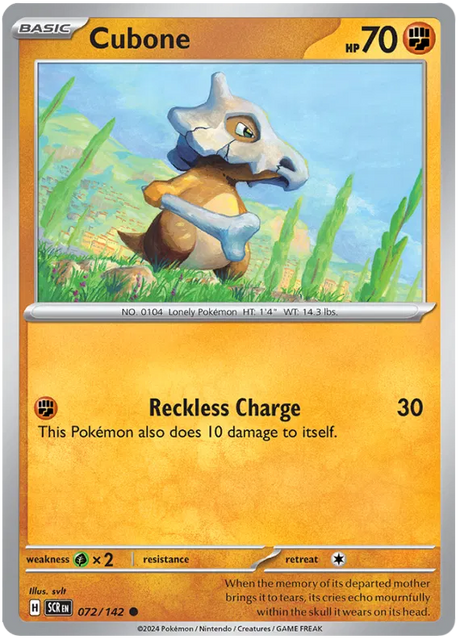 Cubone Stellar Crown Pokemon Single Card 072/142