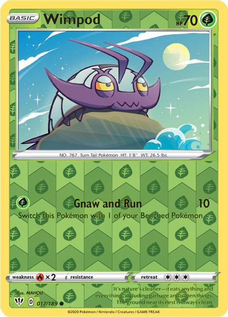 Wimpod 017/189, Darkness Ablaze, Reverse Holo finish, representative matte composite