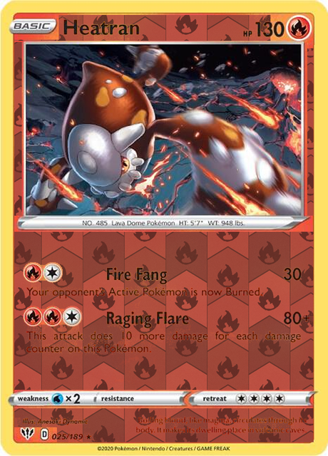 Heatran 025/189, Darkness Ablaze, Reverse Holo finish, representative matte composite