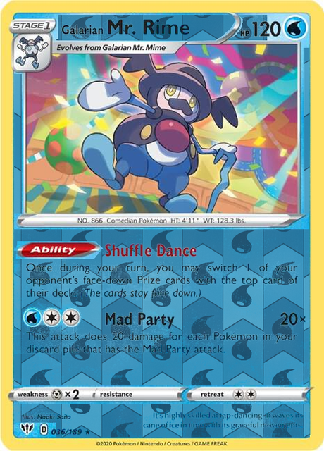 Galarian Mr. Rime 036/189, Darkness Ablaze, Reverse Holo finish, representative matte composite