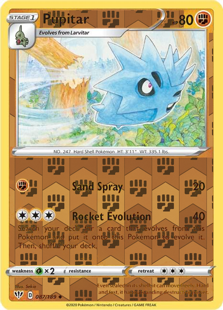 Pupitar 087/189, Darkness Ablaze, Reverse Holo finish, representative matte composite