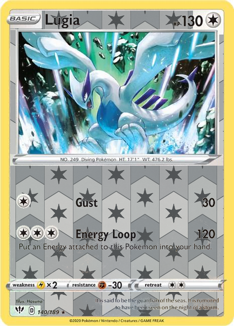 Lugia 140/189, Darkness Ablaze, Reverse Holo finish, representative matte composite