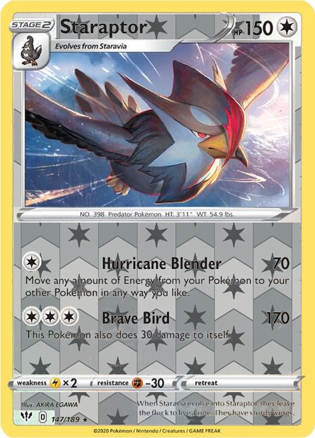 Staraptor 147/189, Darkness Ablaze, Reverse Holo finish, representative matte composite