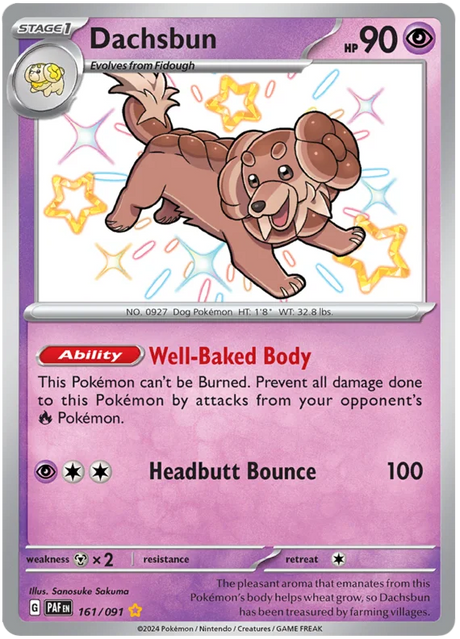 Dachsbun Paldean Fates Pokemon Card Single 161/091