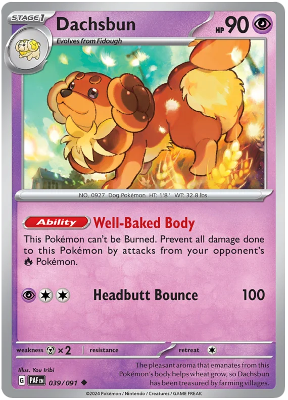 Dachsbun Paldean Fates Pokemon Card Single 039/091