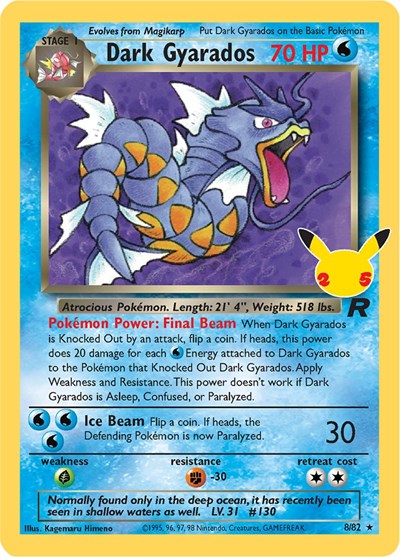Dark Gyarados Celebrations Classic Collection Pokemon Card Single 8/82