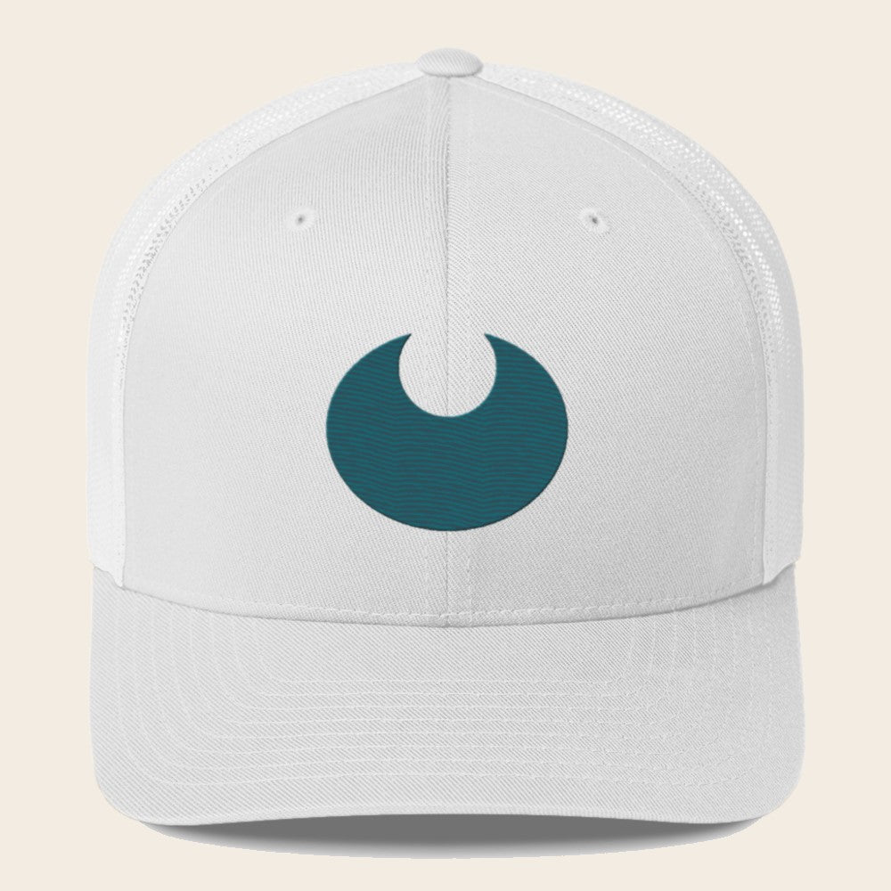 Darkness Type Pokemon 3D Embroidered White with White Mesh Back Trucker Hat Front