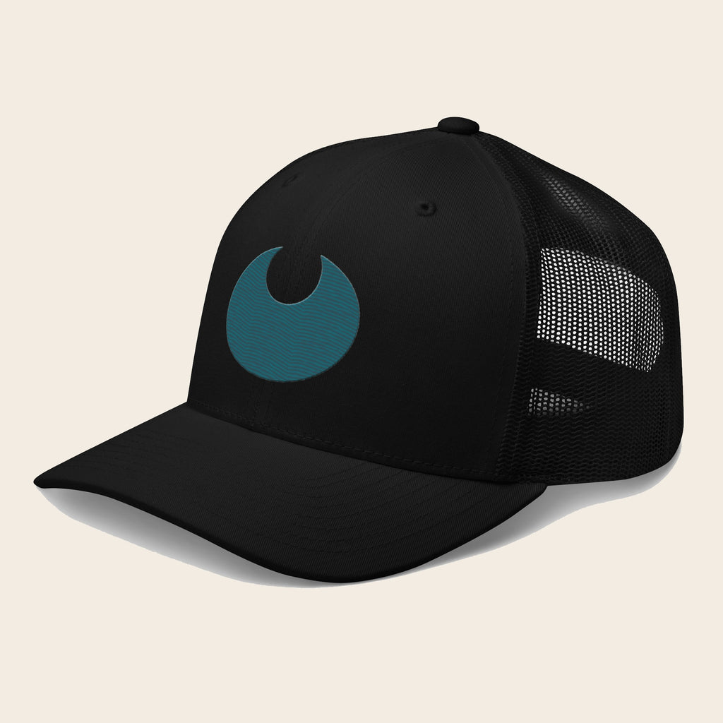 Darkness Type Pokemon 3D Embroidered Black with Black Mesh Back Trucker Hat Front Left