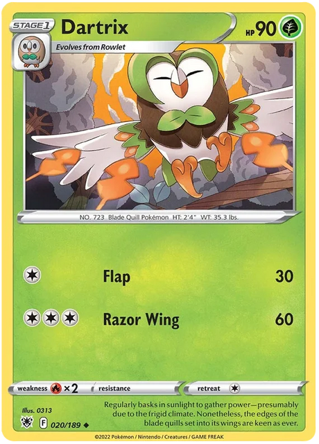 Dartrix Astral Radiance Pokemon Card Singles 020/189