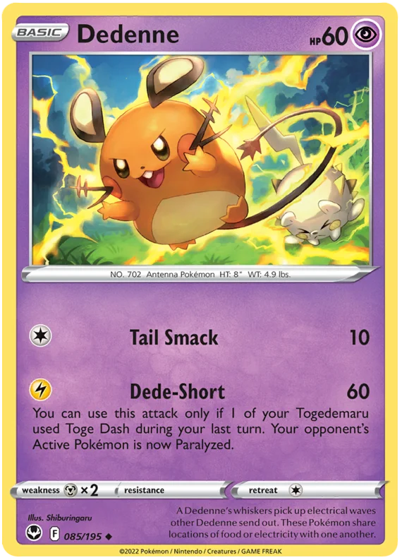 Dedenne Silver Tempest Pokemon Single 085/195