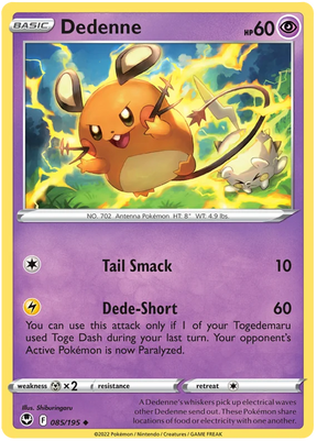 Dedenne Silver Tempest Pokemon Single 085/195