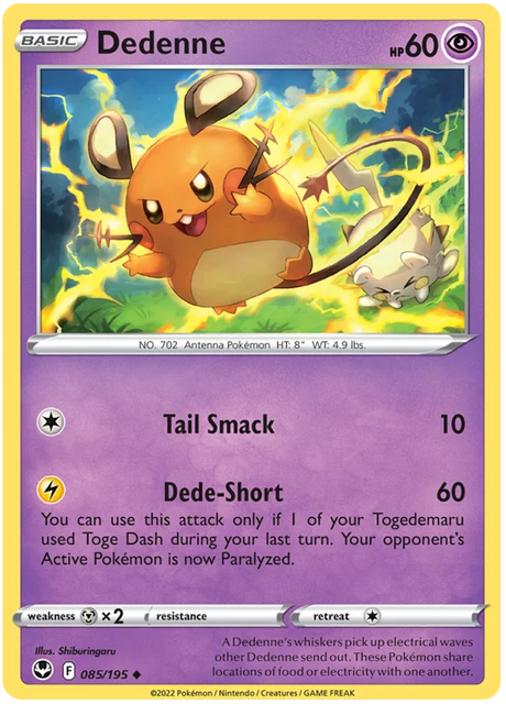 Dedenne Silver Tempest Pokemon Single 085/195