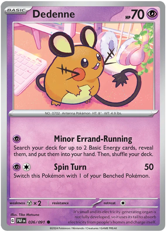 Dedenne Paldean Fates Pokemon Card Single 036/091
