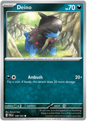 Deino Paldea Evolved Single Pokemon Card