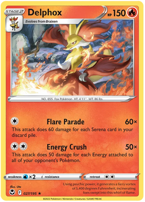Delphox Silver Tempest Pokemon Single 027/195