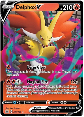 Delphox V Lost Origin Pokemon Single Card 027/196