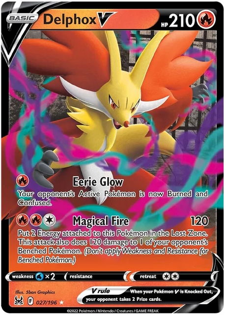 Delphox V Lost Origin Pokemon Single Card 027/196