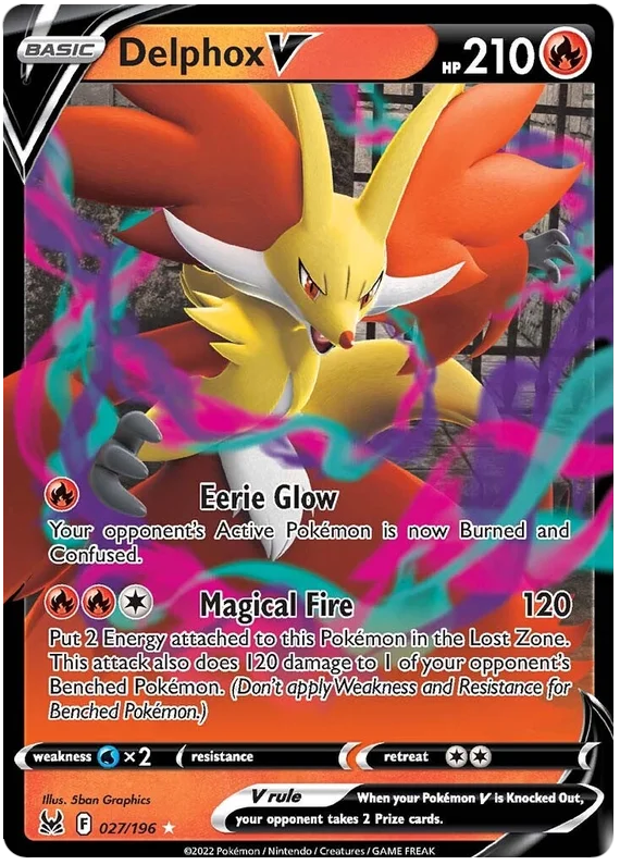 Delphox V Lost Origin Pokemon Single Card 027/196