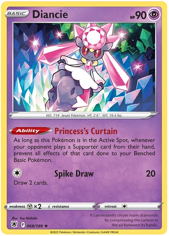Diancie Astral Radiance Pokemon Card Singles 068/189