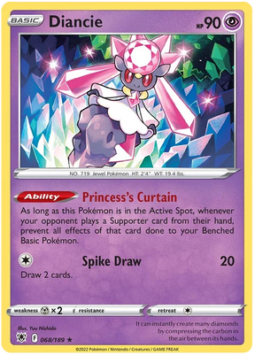 Diancie Astral Radiance Pokemon Card Singles 068/189