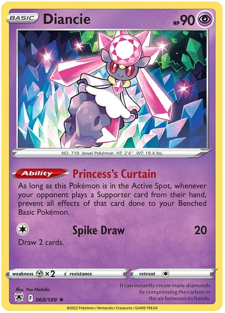 Diancie Astral Radiance Pokemon Card Singles 068/189