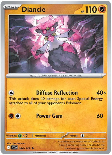 Diancie Stellar Crown Pokemon Single Card 086/142