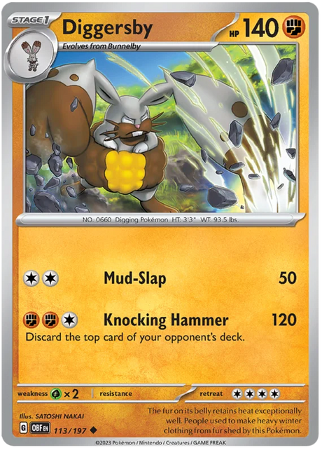 Diggersby Obsidian Flames Single Pokemon Card