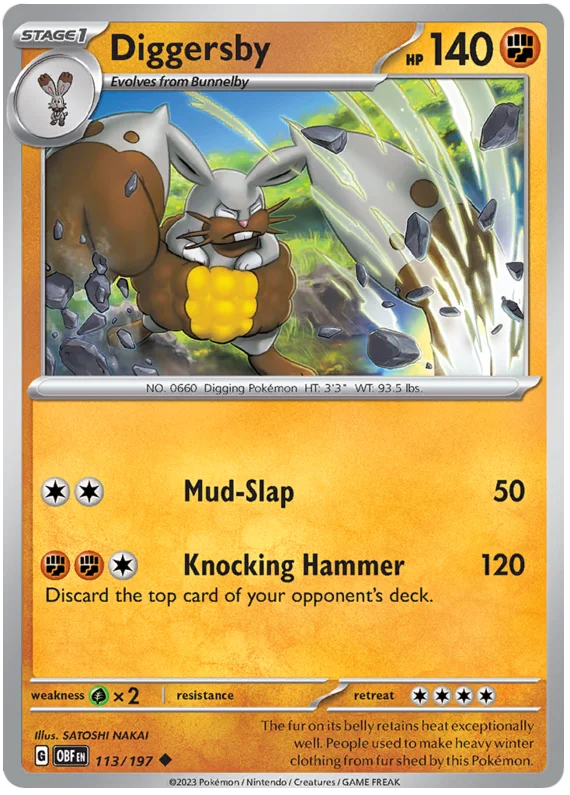 Diggersby Obsidian Flames Single Pokemon Card