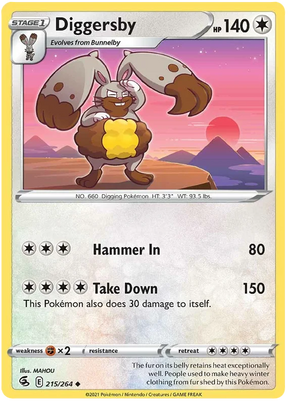 Diggersby Fusion Strike Pokemon Card Singles 215/264