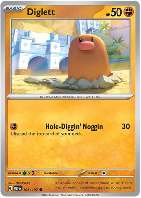 Diglett Obsidian Flames Single Pokemon Card