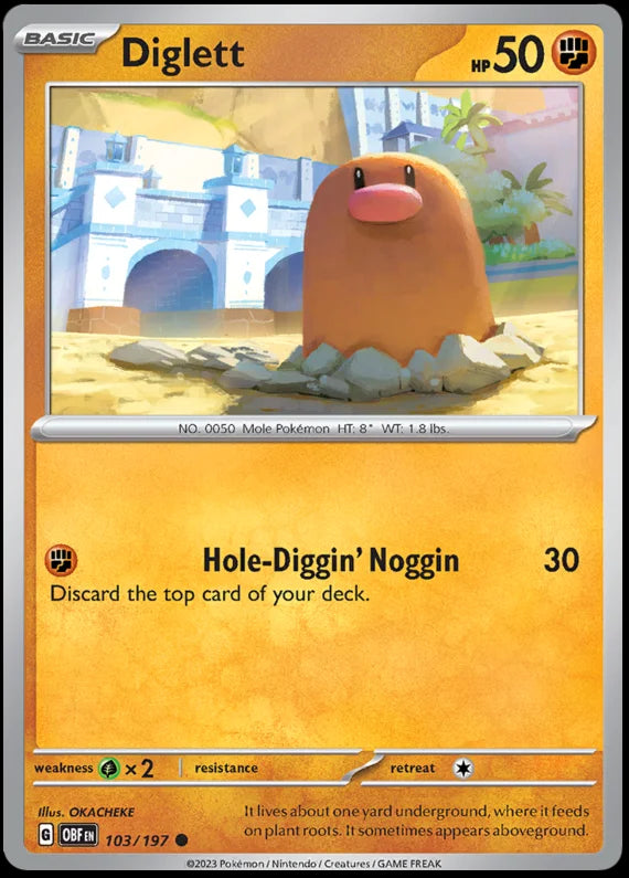 Diglett Obsidian Flames Single Pokemon Card