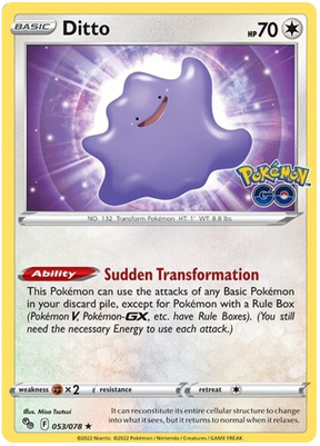 Ditto Pokemon GO Card Singles 053/078