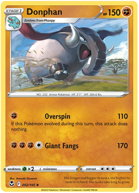 Donphan Silver Tempest Pokemon Single 092/195