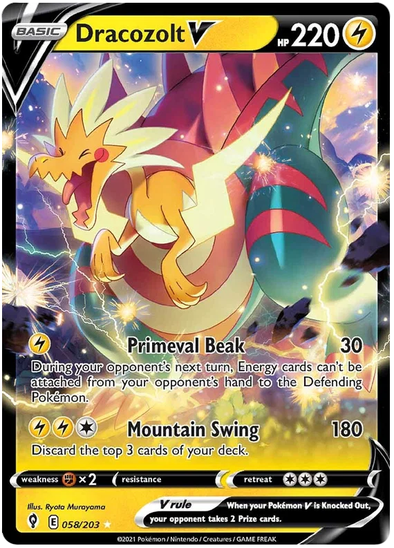 Dracozolt V 058/203 - Pokemon TCG Evolving Skies card