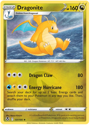 Dragonite Silver Tempest Pokemon Single 131/195