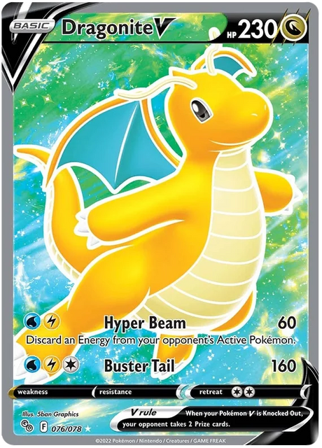 Dragonite V (Full Art) Pokemon GO Card Singles 076/078
