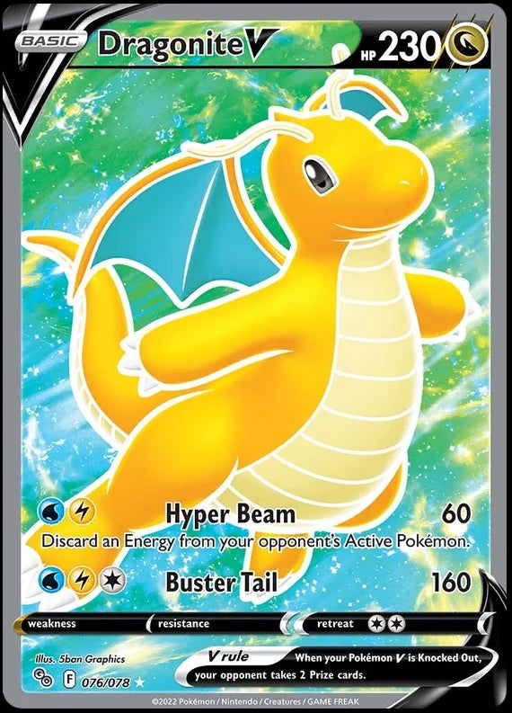 Dragonite V (Full Art) Pokemon GO Card Singles 076/078