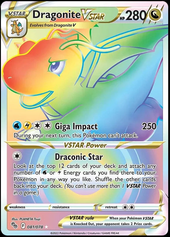 Dragonite VSTAR (Secret) Pokemon GO Card Singles 081/078