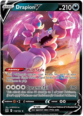 Drapion V Lost Origin Pokemon Single Card 118/196