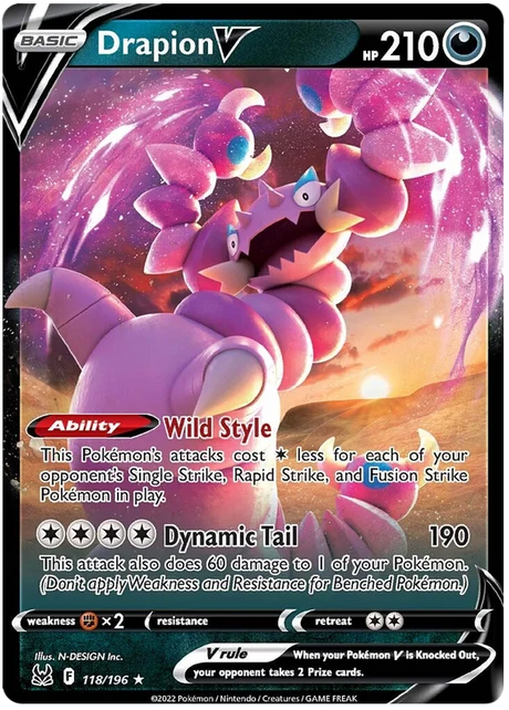 Drapion V Lost Origin Pokemon Single Card 118/196