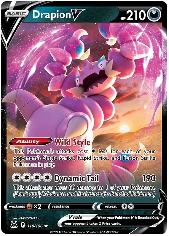 Drapion V Lost Origin Pokemon Single Card 118/196