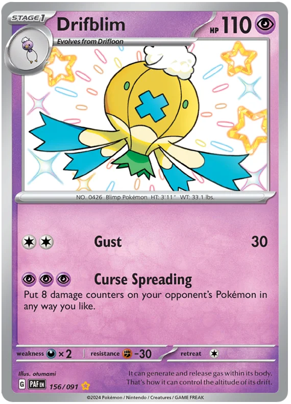 Drifblim Paldean Fates Pokemon Card Single 156/091