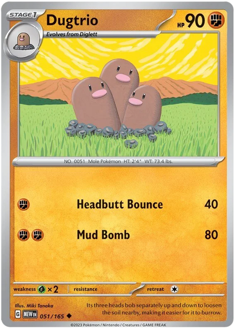 Dugtrio 151 Single Pokemon Card