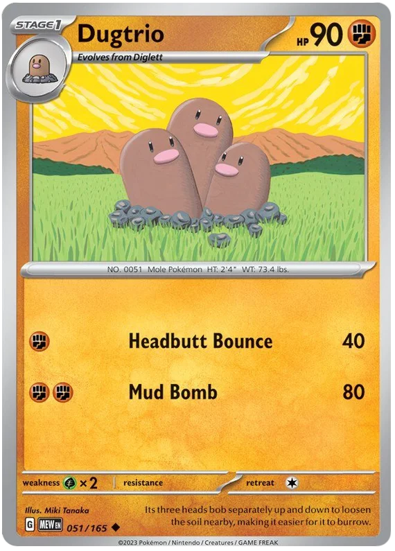 Dugtrio 151 Single Pokemon Card